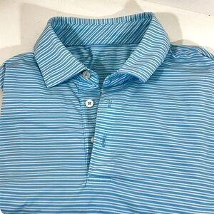 Southern Tide Polo Shirt Men’s Short Sleeve Blue Stripe Lightweight Sz Medium